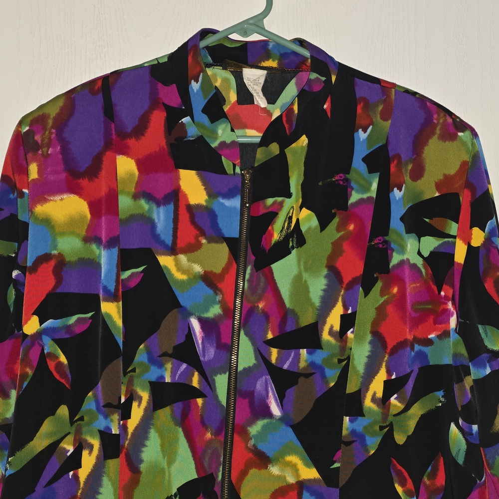 Vintage Multicolor Abstract Women's Top Emily Adams Size Large